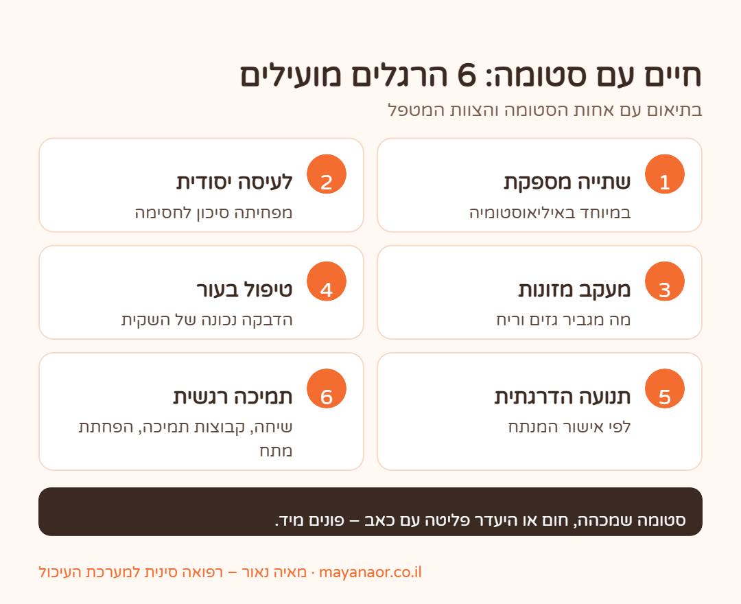 אינפוגרפיקה: 6 הרגלים מועילים למי שחי עם סטומה בבטן